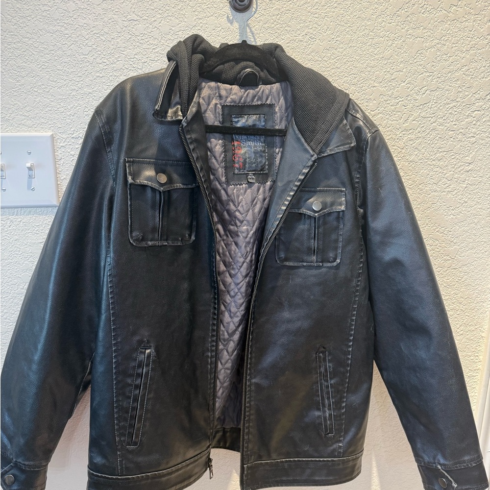 Whispering Smith New York Black Quilted faux Leather Jacket